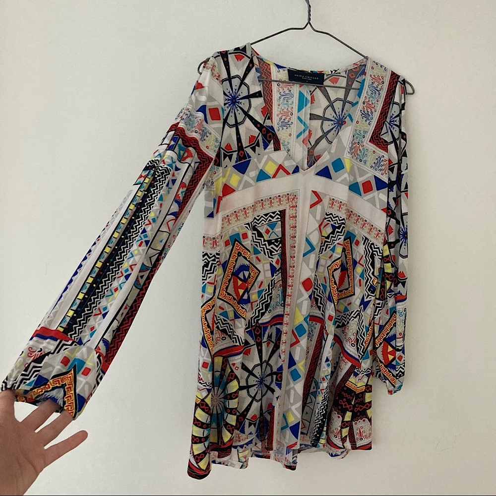 Cutout sleeves flowy mini dress